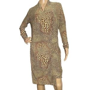 Norma Kamali animal print faux wrap dress long sleeves medium